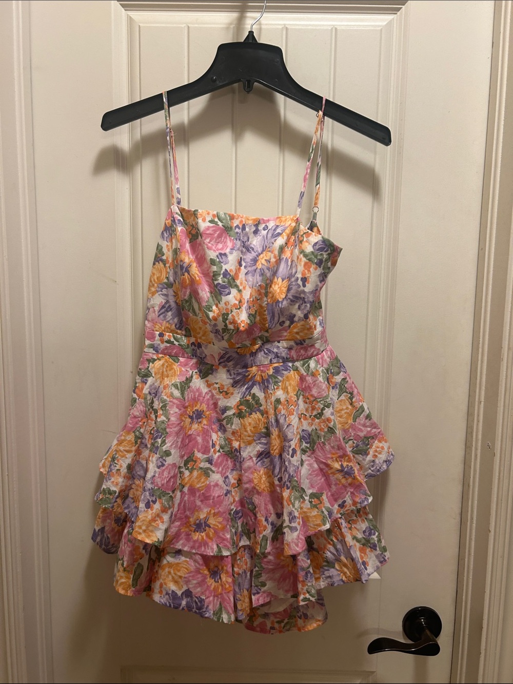 Hello Molly Floral Tiered romper  - Pink, Yellow & Purple